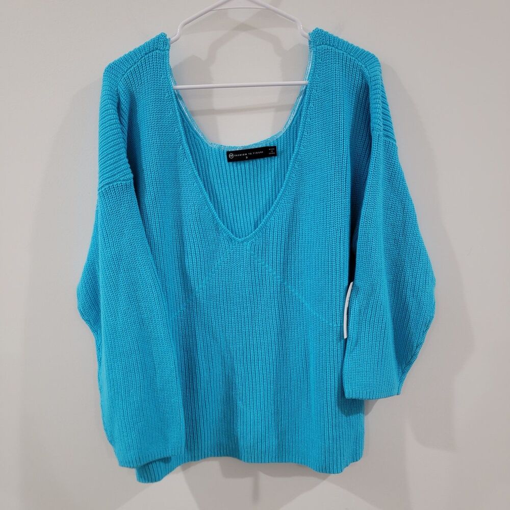 Fashion‎ To Figure Womens Sweater Size 3X Blue Babydoll Knit